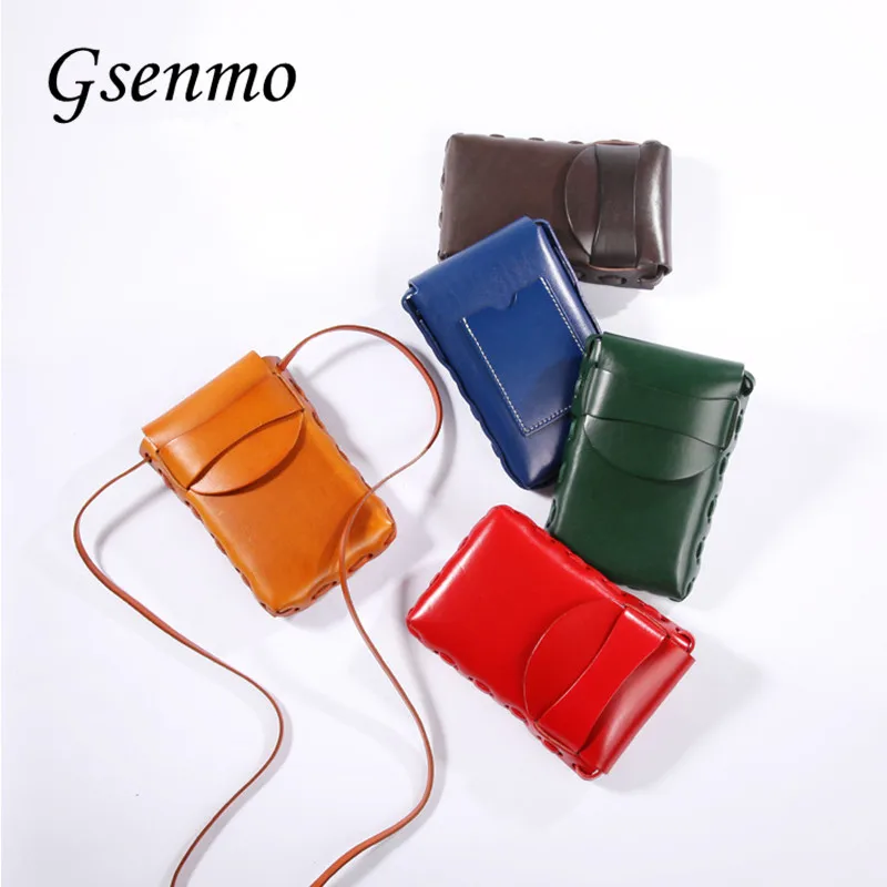 

2018 Gesenmo New Japan Style Shoulder Bag Cow Leather Crossbody Bags For Women Leather Small Phone Case Coin Purse Ladies Purse