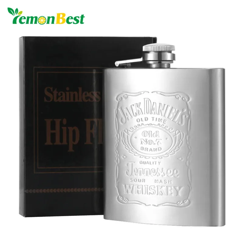 

LemonBest 7OZ Portable Stainless Steel Printing Hip Flask Embossed Flagon Flasks Russian Wine Beer Whiskey Alcohol Drinkware
