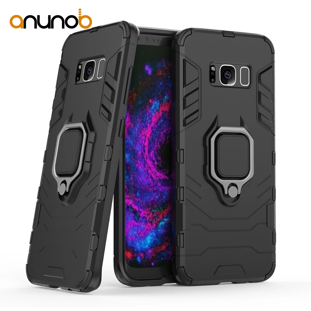 

Phone Cases For Samsung Galaxy S9 S8 Plus Case G950F G960F S8+ G955F S9+ G9650 Cover Iron Man Style Hard Finger Ring Bags