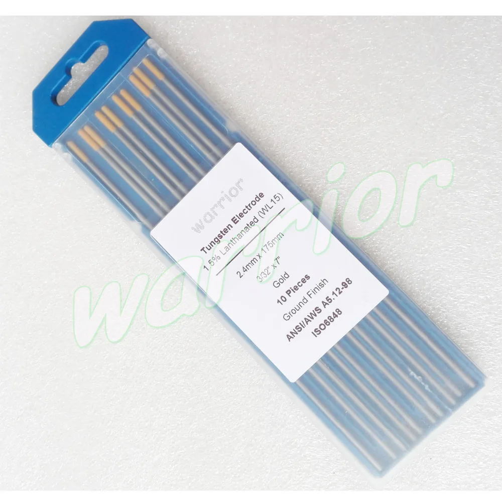 10pcs Ground Finish Wl15 Tungsten Electrode 2.4*175mm 3/32"x7" For Dc
