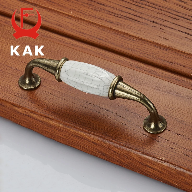 KAK 5 шт./лот ручки для шкафа из античной бронзы и керамики ящика цинкового сплава