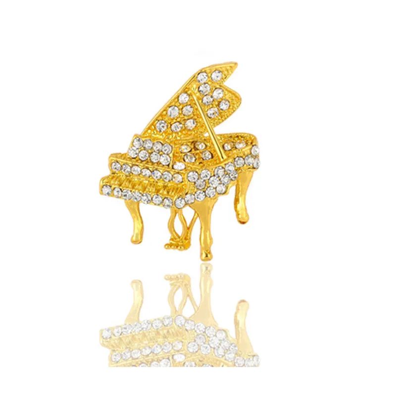 

High Quality piano Metal Rhinestone brooch Pin male and female Suits Dress Banquet Brooches Vintage Jewelry Accessory Gift