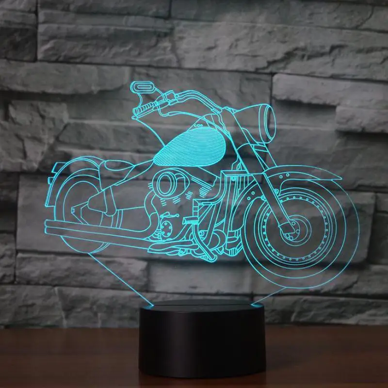 buy 2017 new motorcycle visual 3d light LED acrylic 3D lamp creative colorful table lamp Novelty Usb Led Night Light