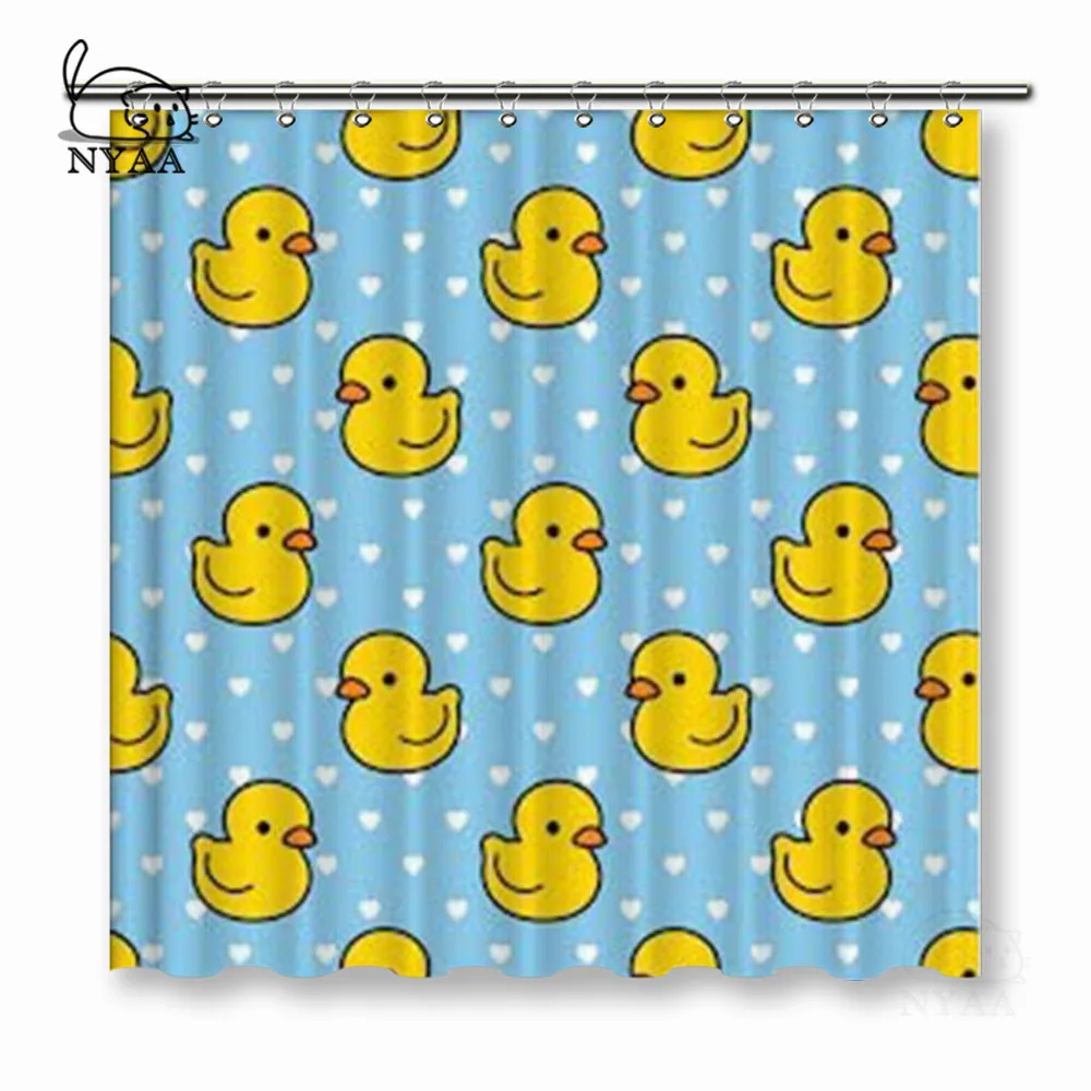

NYAA Cartoon Cute Duck Shower Curtains Blue Waterproof Polyester Fabric Bathroom Curtains For Home Decor