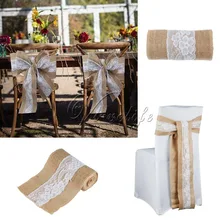 50 шт. брезентовые чехлы на стулья 6 ''x 94'' лента из мешковины ручной работы с кружевной галстук-бабочка для вечерние деревенская Свадебная вечеринка Декор