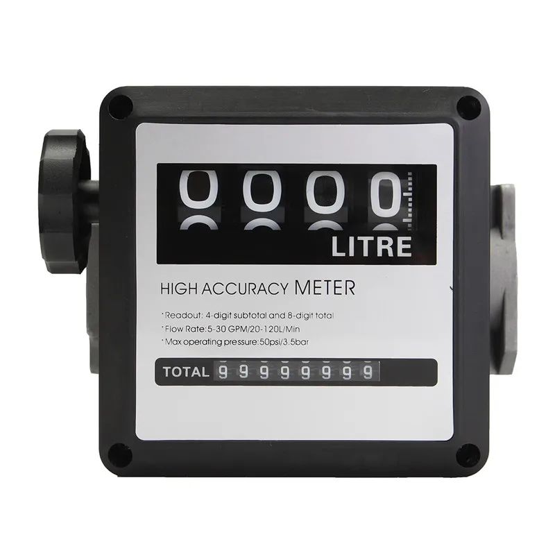 

4 Digital Diesel-Gas Fuel Oil Flow Meter Dispenser Counter Gauge High Accuracy With Flexible Horizontal 5-30 GMP/20-120L/Min