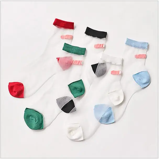 

2016 Socks Ladies Glass Silk Stretch Band Aid Casual Funny Socks Transparent Women Medias Silk Sockken Calcetines