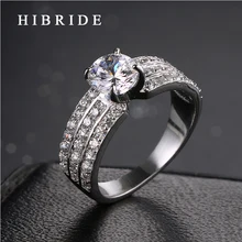 HIBRIDE Brand Luxury Wedding Engagement Rings Women Jewelry Rhodium Plated Clear Cubic Zirconia Ring Female Jewelry QSP0010-21