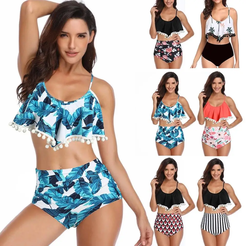 

PRYDYC Plus Size Bikini Women 2019 Ruffle Push Up Sexy Swimsuit High Waist Female Bikini Set Vintage Swimwear Bathing Suit