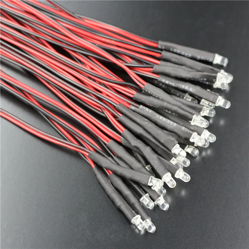 20pcs 3mm Green Diffused Round Top 9V 12V DC Pre-Wired LED Leds Light 20CM New
