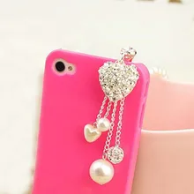 Сердце полны бриллиантов и жемчуга Анти пылезащитный Разъем для Iphone для Andriod и все 3,5 мм разъем для наушников