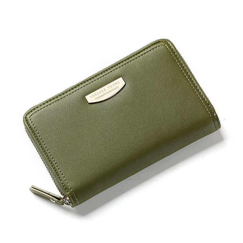 WEICHEN женский длинный кошелек для женщин, Брендовые женские кошельки на молнии, кошелек для денег, карман для мобильного телефона, держатель для карт, сумка для монет - Цвет: Green
