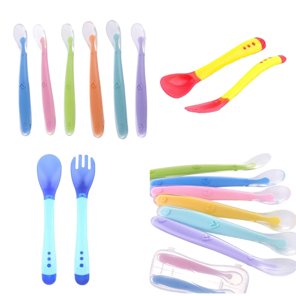 

Brand New Baby Soft Silicone Spoon Temperature Sensing Spoon Children Food Baby Feeding Tools