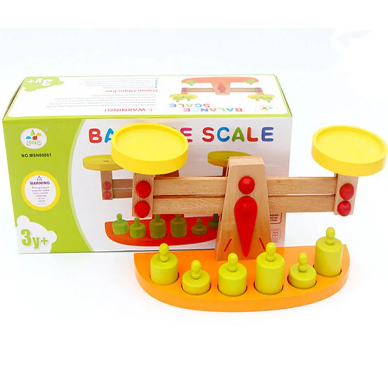  Montessori teaching tools wooden balance baby balance game Tianping wood puzzle children's toys Kin - 32820174036