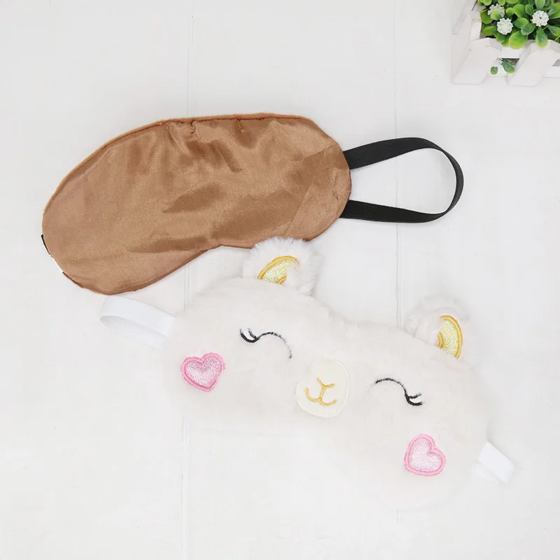 Sleeping Mask Eyepatch Soft Eye Mask Cartoon Travel Alpaca Flash sloth plush mask toys cute llama Relaxing Blindfold gift