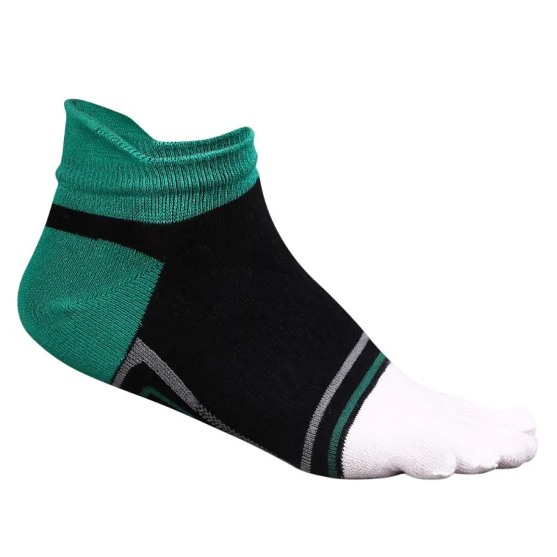 Мужские спортивные носки с пятью пальцами, мужские хлопковые мягкие носки, мужские Дышащие носки для бега на лодыжке, туристические носки для велоспорта - Цвет: Черный