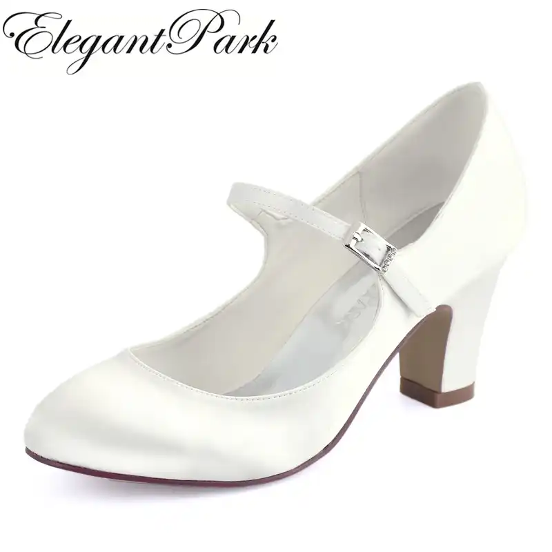 closed toe white block heels