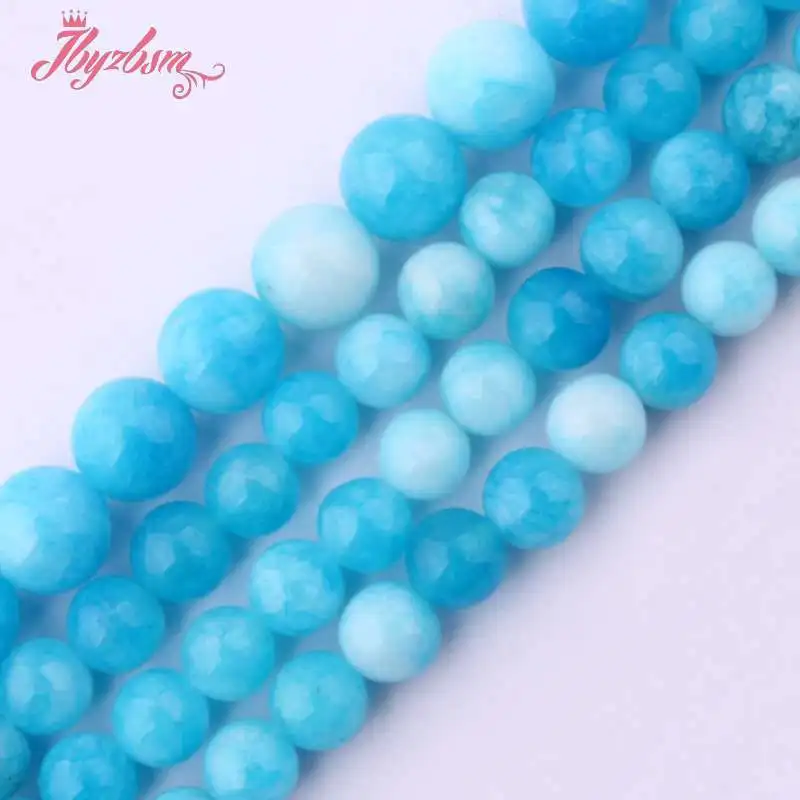 6 8 10 12mm Smooth Round Beads Ball Candy Skyblue Jades Stone For Necklace Bracelets Jewelry Making 15&quot Free Shipping | Украшения и