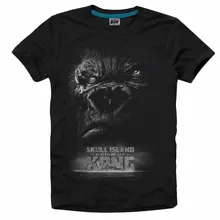 Mens Casual 2017 Movie Kong: Skull Island King Kong Ape Short Sleeve O-neck Printing Cotton Black T-shirts Tee Shirts