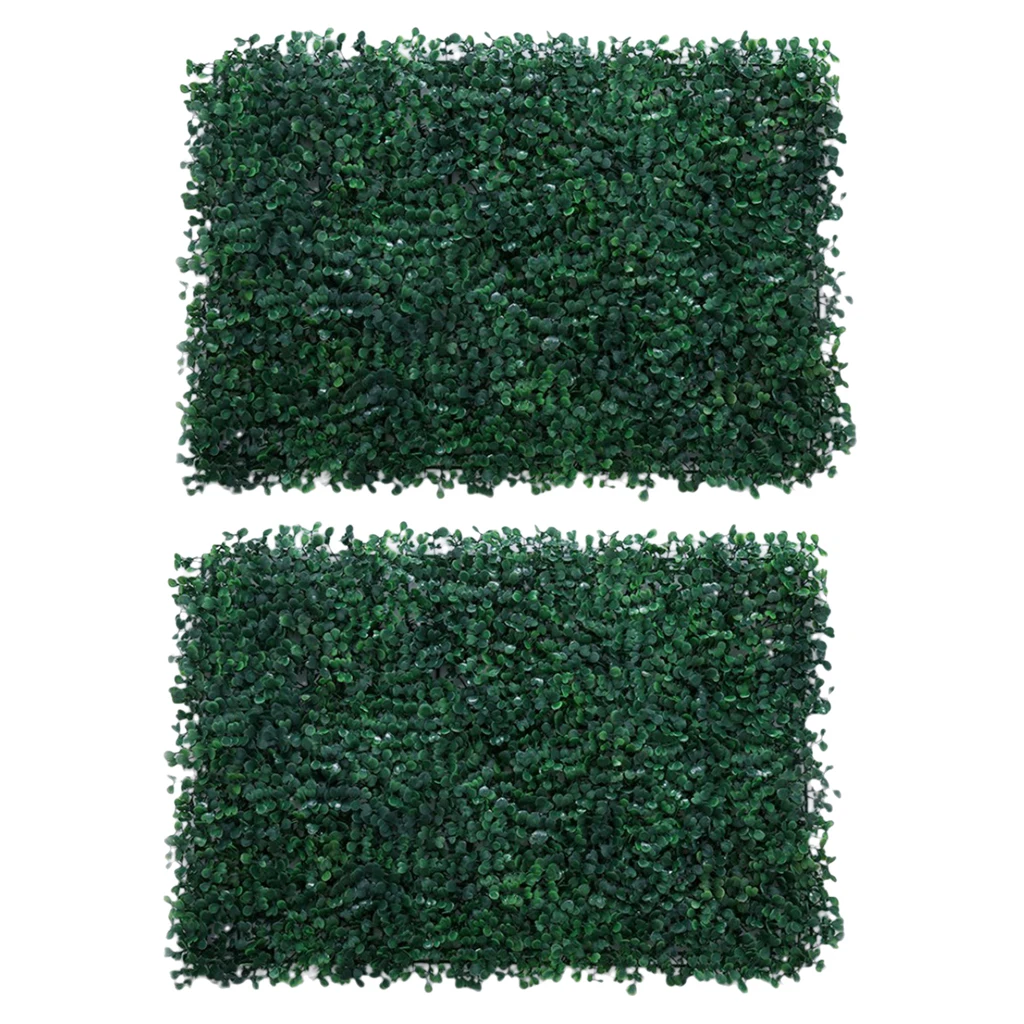 2pcs Artificial Plant Wall Panel Grass Foliage Turf for Wedding Venue Shop Window Decor Garden Ornament Photo Props, 60x40cm