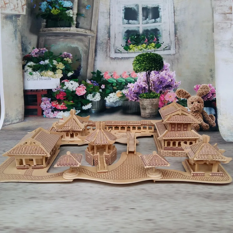 3D строительные игрушки деревянные Пазлы Сучжоу сады Весы Модели DIY Ручная работа