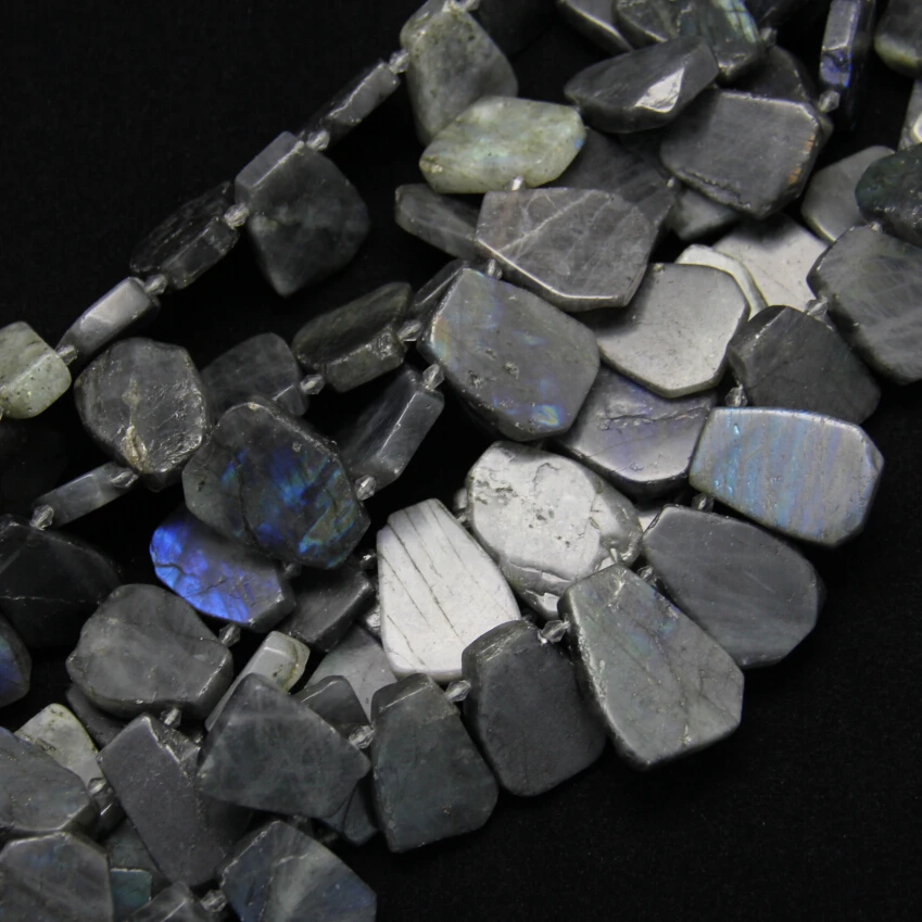 15.5inches/str Top Drilled Natural Flash Labradorite Stones Slab Slice Loose Beads Charms Necklace Bracelet 20-25x25-35mm