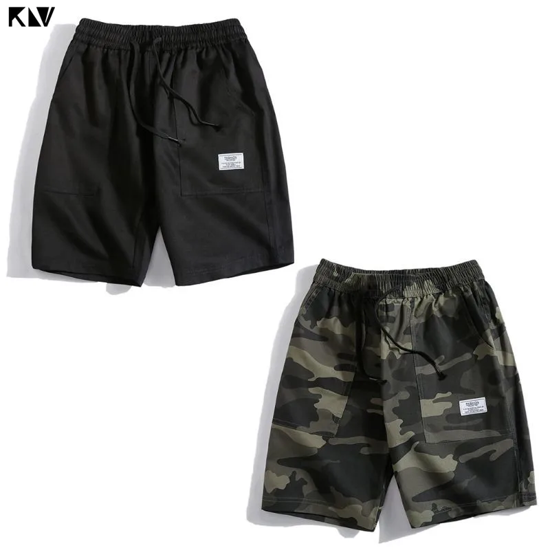 KLV/Для мужчин Летний Плюс Размеры эластичная кулиска на талии шорты с камуфляжным принтом Повседневное буквами логотипом Пляжные шорты с карманами