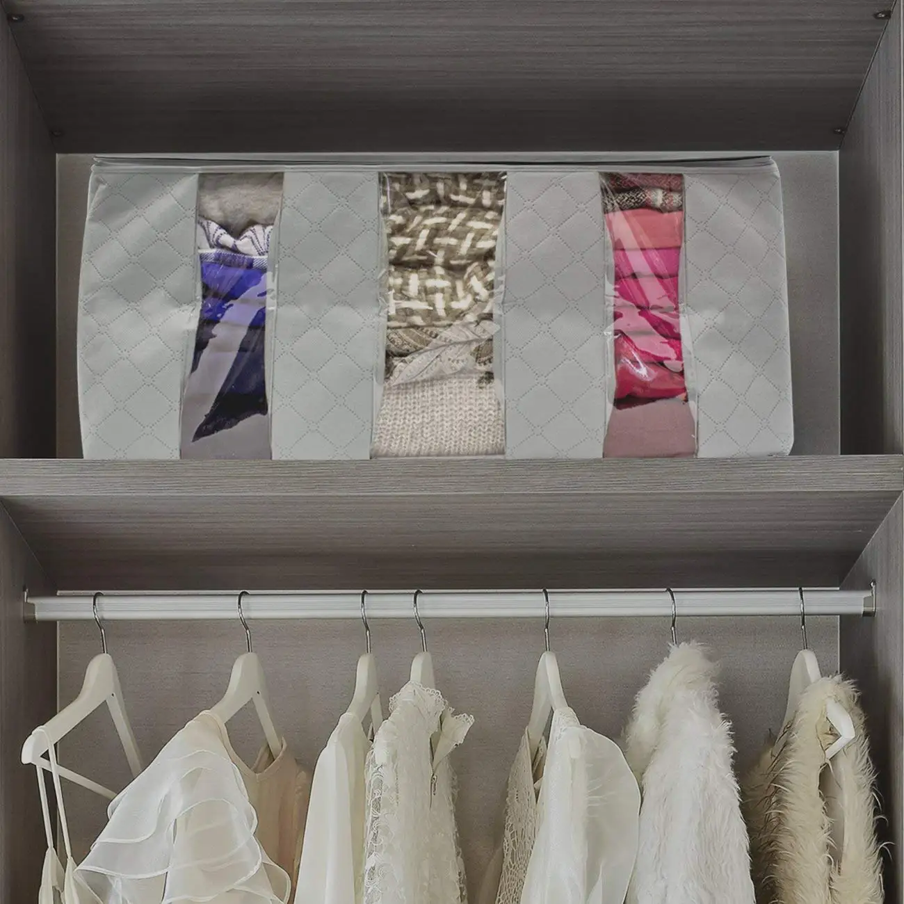 Winter Coat Storage Box Underbed Stackable Boxes Thick Clothes Organizer Transparent Bag Wardrobe Organizer Storage Bags 65L