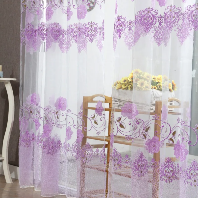 

Flower Print Tulle Voile Window Curtain Drape Panel Sheer Scarf Valances Curtains