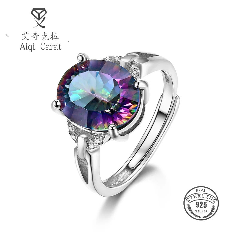 

Luxury Women Ring Egg Shape Crystal Prong Setting Elegant Rings 925 Sterling Silver Fine Jewelry For Anniversary Gift