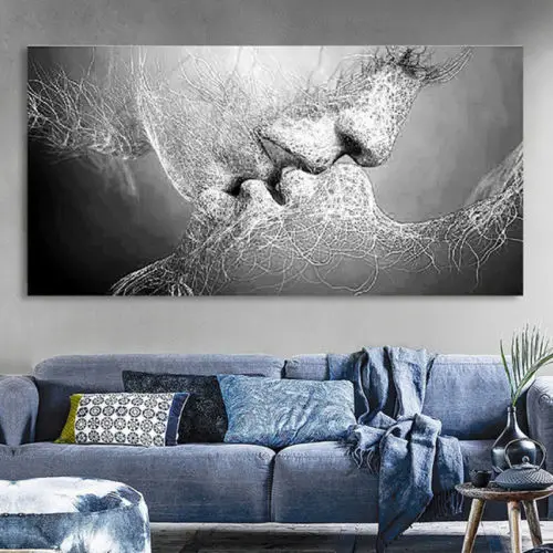 

Abstract Canvas Painting Wall Art Picture Print Home Decor Love Kiss Abstract Art on Home Wall