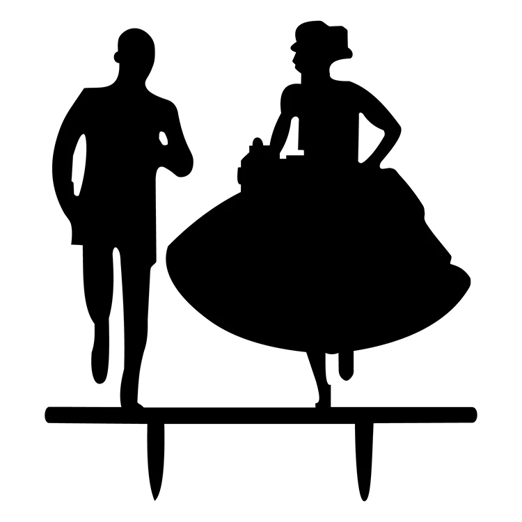 Running Couple Bride Groom Mr & Mrs Acrylic Cake Flags Topper Multi Colors For Wedding Anniversary Party Cake Baking Decoration