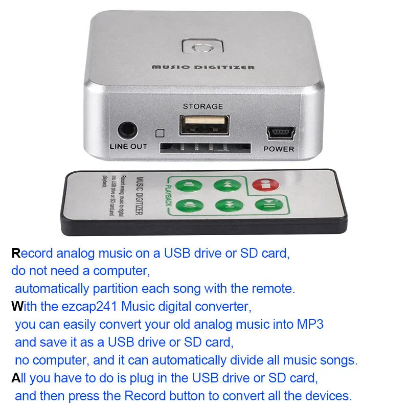 Digitalizzatore Musicale Mugast - Convertitore Analogico A MP3 Con USB/SD E Telecomando - Foto 6