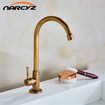 

Single Cold Antique Brass Kitchen Sink Faucet Vanity Swivel Mixer Tap Rotate Kitchen Faucet Cozinha Free Shipping XT-29