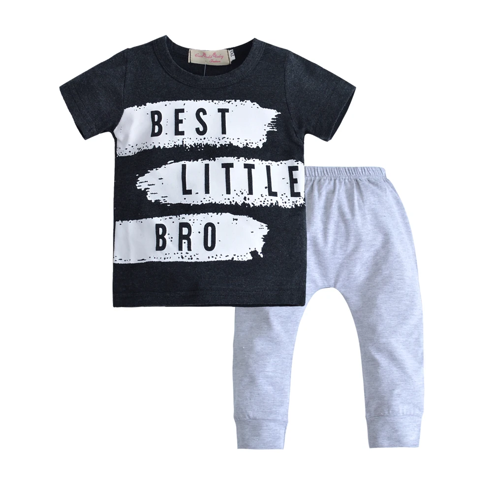 Комплект хлопковой одежды для новорожденных мальчиков; футболка; топы с короткими рукавами; хлопковые брюки; комплект одежды из 2 предметов; одежда для маленьких мальчиков