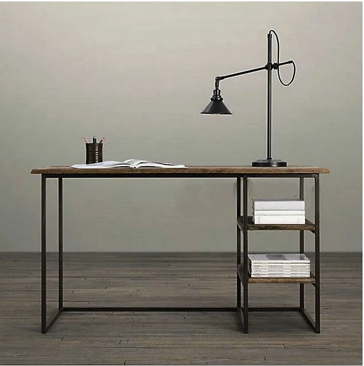 American Iron Wood Computer Desk Small Desk Minimalist Simplicity