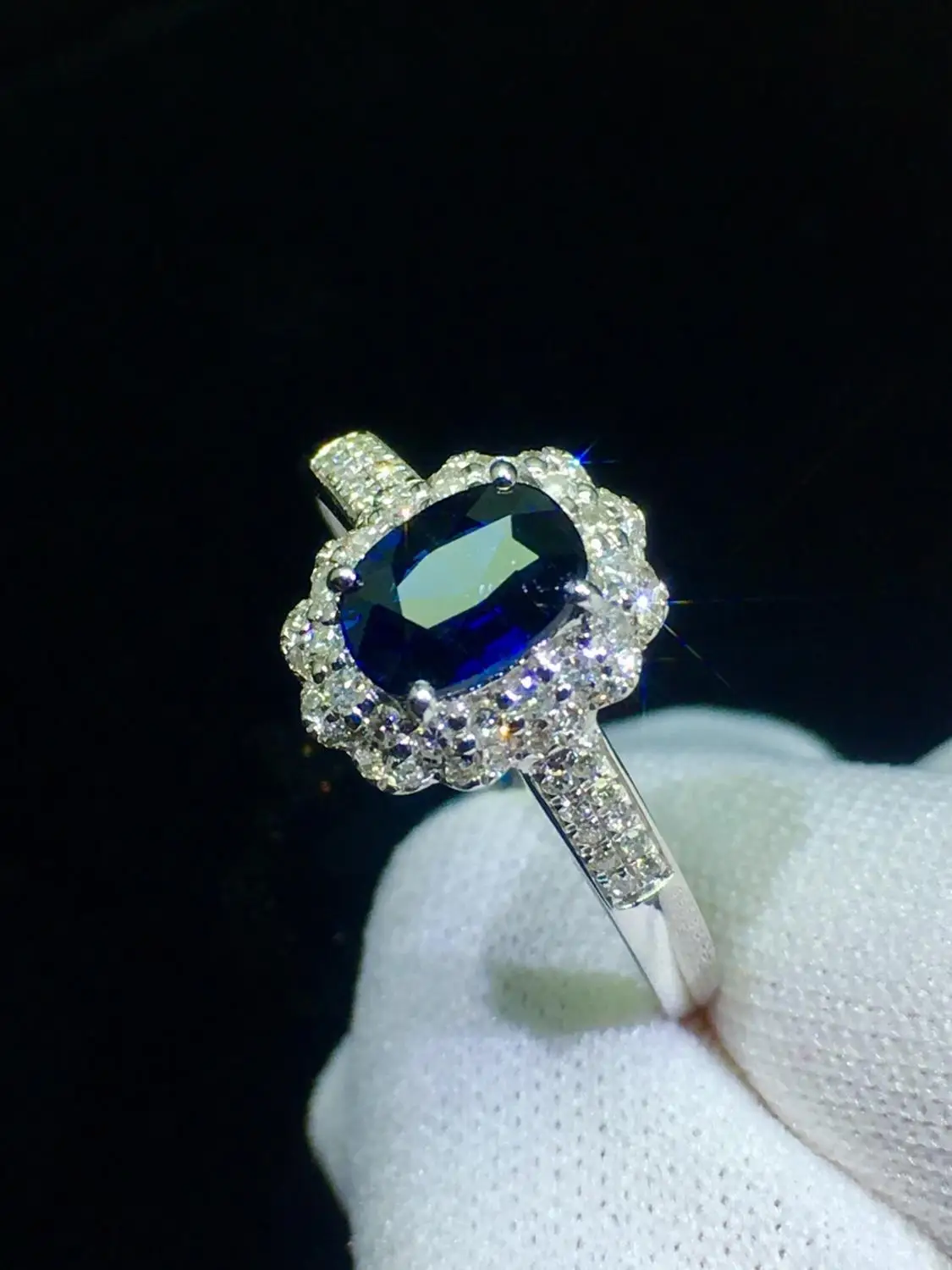Ювелирные изделия из сапфира кольцо натуральный 0.86ct драгоценный камень синий