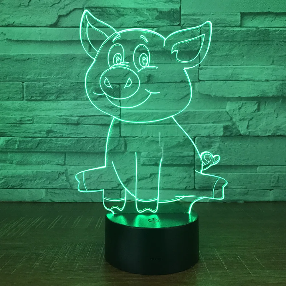 Прекрасный свинка ночник 3D лампа сенсорный сенсор и дистанционное управление 7 цветов Изменение USB настольный ночник для детей подарок Прямая поставка