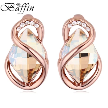 

BAFFIN Geometric Stud Earrings With Crystals From Swarovski Rose Gold Color Jewelry Fashion Piercing Earring For Women 2018