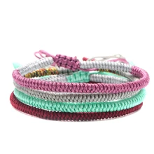 Браслет ручной работы Плетеные Тибетские буддийские браслеты узлов счастливая веревка разноцветный Браслеты унисекс регулировочного кольца ювелирные изделия 1414