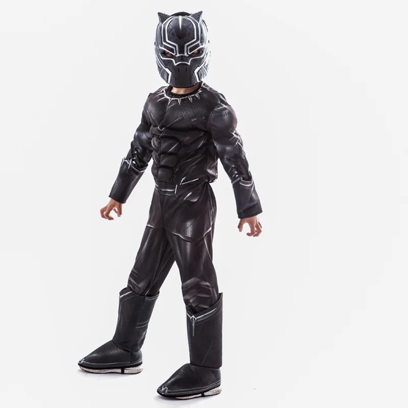 Kids Muscle Black Panther Costumes (2)