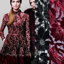 Новая модная бархатная Водорастворимая кружевная вышивка высокого класса на заказ модная ткань трендовая ткань цвета красного вина черного цвета