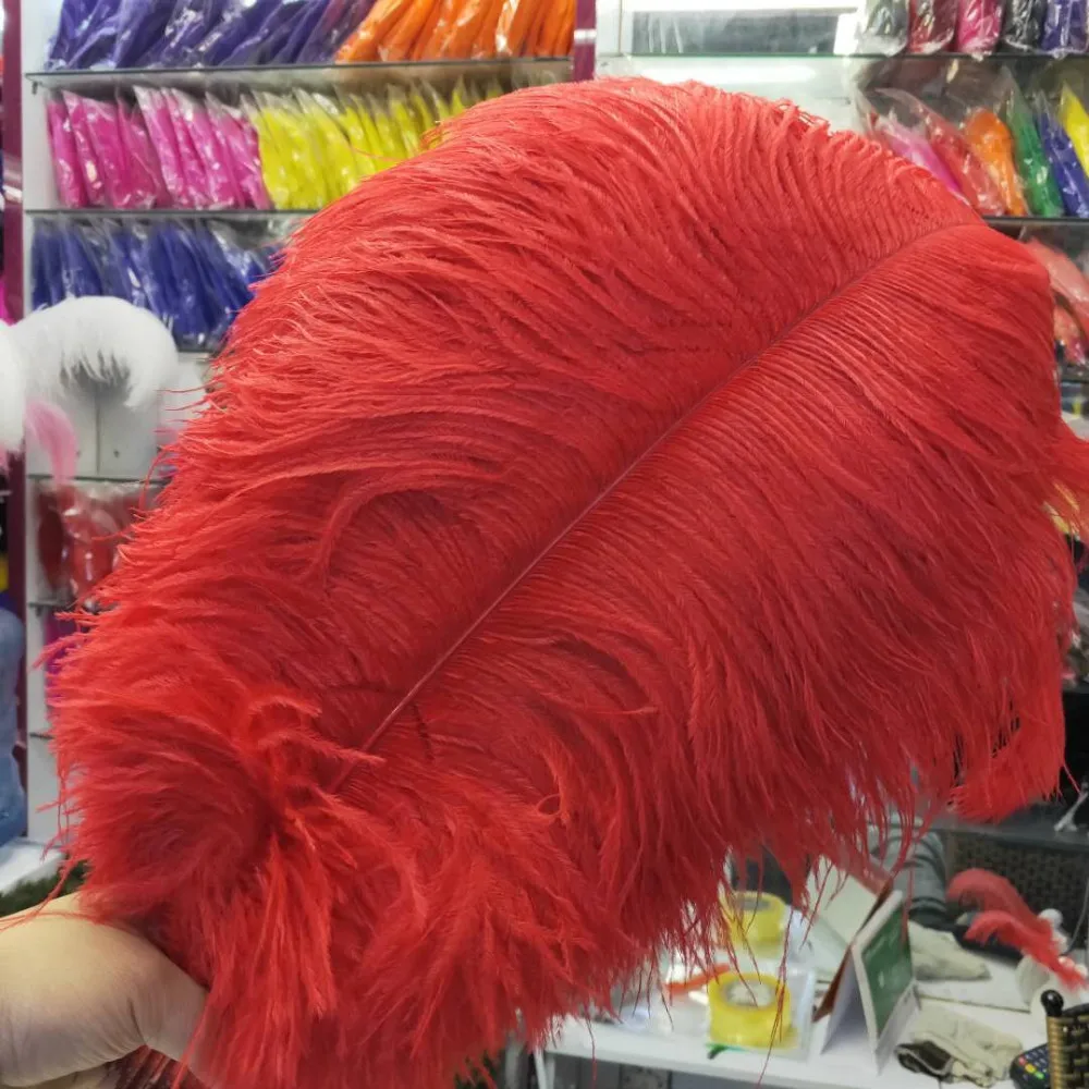 Праздничные украшения 50 шт красивые разноцветные страусиные перья 18-20 дюймов 45-50 см украшения - Цвет: Red