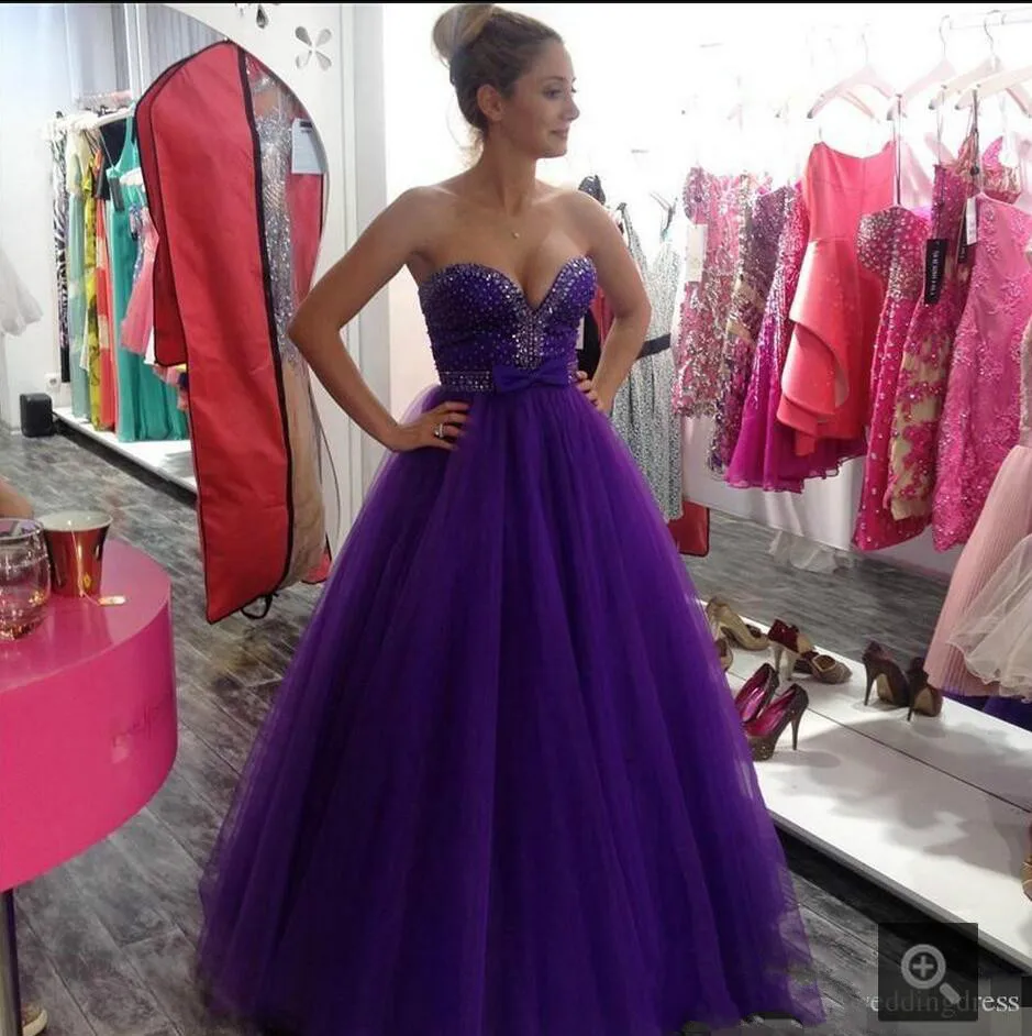 2016 a line Purple Rhinestones Beading Prom Dresses Sweetheart Neckline A Line Formal prom gowns Long Floor Length Pageant Gown 2016 a line Purple Rhinestones Beading Prom Dresses Sweetheart Neckline A Line Formal prom gowns Long Floor Length Pageant Gown