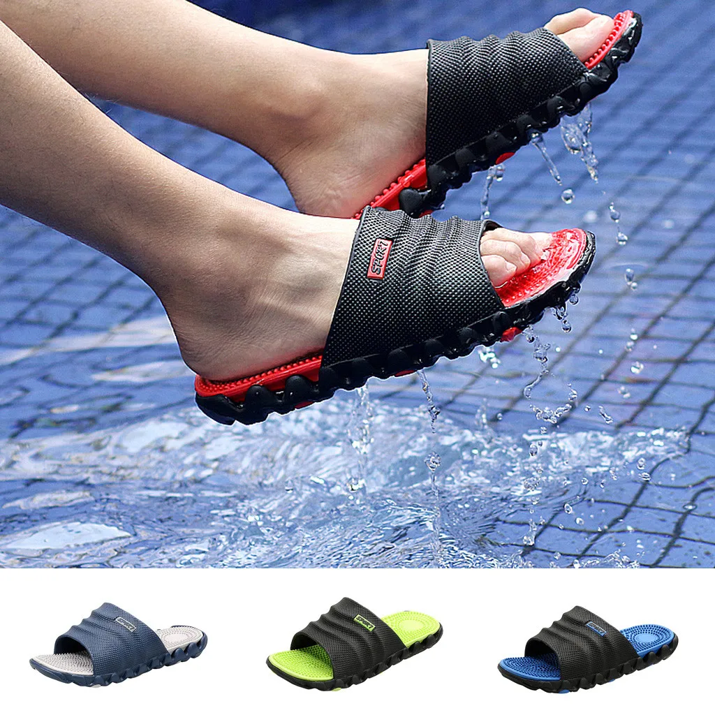 Home Sole male Casual Soft Men's Gentleman Leisure Massage Health Wear Non-slip Beach Slippers Shoes Toe Foot shoes