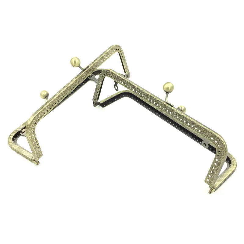

10Pcs Bronze Tone Flower Metal Rectangle Frame Kiss Clasps Lock Clutch Bag Purse Handle Buckles Accessories 20x8.5cm
