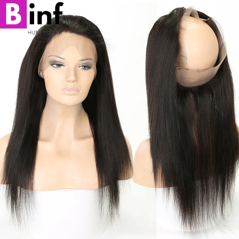 

Brazilian Straight Hair 360 Lace Frontal Closure With Baby Hair Remy Human Hair Extension Free Part Natural Color Free Shipping