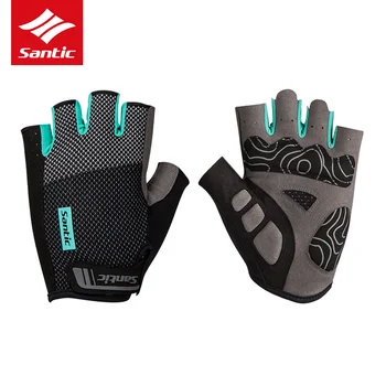 

Santic Men Half Finger Cycling Short Gloves 2018 Summer Breathable Gloves for MTB Road Bike Men's Anti-slip GEL Bicycle Gloves
