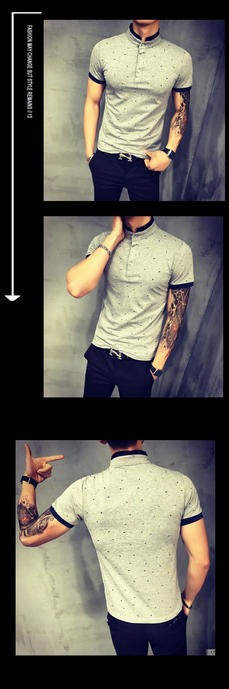 estampada para guitarra, verão, casual, slim fit, de algodão, 2019 polos polos
