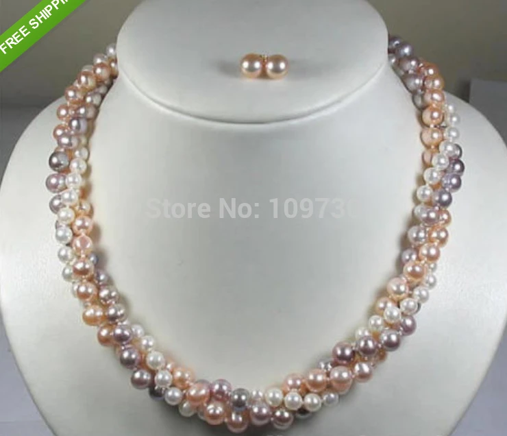 

Jewelry 00751 UNIQUE DESIGN 3 COLORS PEARL NECKLACE EARRINGS SET
